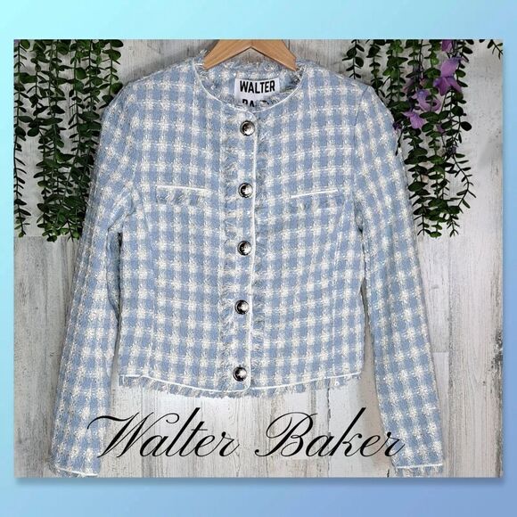 NWT Walter Baker Callista Jacket in Nautical Tweed Blue - Picture 1 of 13